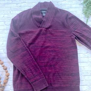 Alfani Mens Maroon Black Shawl Neck Sweater Small Work Casual Cozy Work Pullover